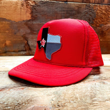 Load image into Gallery viewer, Big Trucker Hat with Texas Red Rose Patch - Hats - BIGGIE TX (6949774327964)