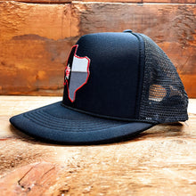Load image into Gallery viewer, Big Trucker Hat with Texas Red Rose Patch - Hats - BIGGIE TX (6949774327964)