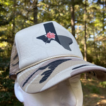 Load image into Gallery viewer, BIGGIE TX - Texas State Design with Red Rose on Big Trucker Hat - Light Camo - Hats - BIGGIE TX (5857844265116)
