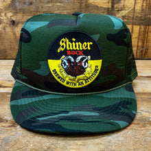 Load image into Gallery viewer, Camo Shiner Bock Trucker Hat with Patch - Hats - BIGGIETX Hats (7469095813276)