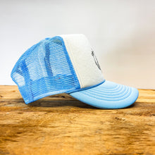 Load image into Gallery viewer, Cowgirl and Catfish Dance on Lil’BGGIE Size Trucker Hat - Hats - BIGGIE TX (5988278763676)