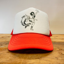 Load image into Gallery viewer, Cowgirl and Catfish Dance on Lil’BGGIE Size Trucker Hat - Hats - BIGGIE TX (5988278763676)