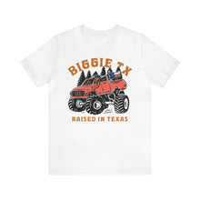 Load image into Gallery viewer, Raised in Texas Short Sleeve Tee - Longhorn Texas Lifted Truck - T-Shirt - BiggieTexas