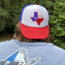 Load image into Gallery viewer, Texas Flag Patch on XL Trucker Hat for Big Heads - Red, White & Blue - Hats - BIGGIE TX (5588799226012)