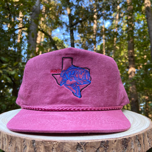 BIGGIE TX - Bass Fishing/Texas Design on Classic Golf Hat with Braid - Various Colors (5752601149596)