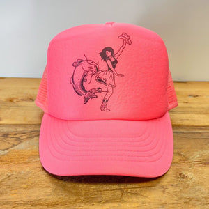 Big Cowgirl and Catfish Dance Trucker Hat - Hats - BIGGIE TX (6093259374748)