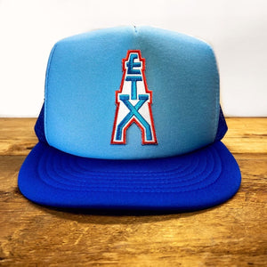 Big ETX Patch Trucker Hat (Houston Oilers-style logo) - Hats - BIGGIE TX (5996067225756)