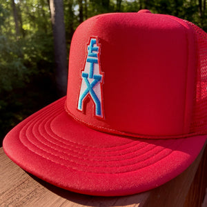 Big ETX Patch Trucker Hat (Houston Oilers-style logo) - Hats - BIGGIE TX (5996067225756)