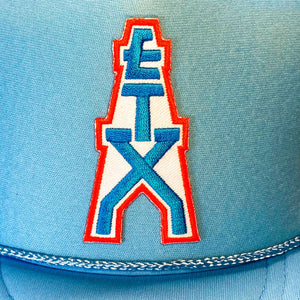 Big ETX Patch Trucker Hat (Houston Oilers-style logo) - Hats - BIGGIE TX (5996067225756)