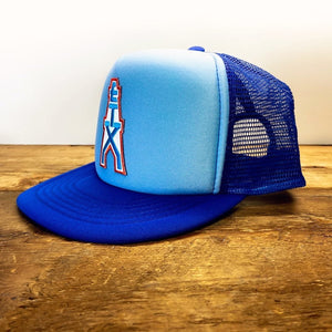 Big ETX Patch Trucker Hat (Houston Oilers-style logo) - Hats - BIGGIE TX (5996067225756)