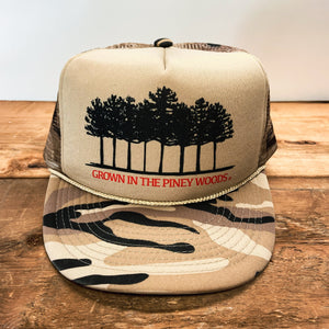 Big "Grown In The Piney Woods" Trucker Hat (no patch) - Hats - BIGGIETX (6087769850012)