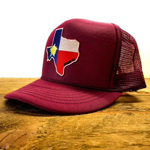 Big Trucker Hat with Texas Yellow Rose Patch - Hats - BIGGIE TX (7002194837660)