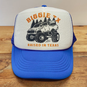 BIGGIE TX - ‚ÄúRaised in Texas" Truck Original Design on Big Trucker Hat - Hats - BIGGIE TX (5996007587996)