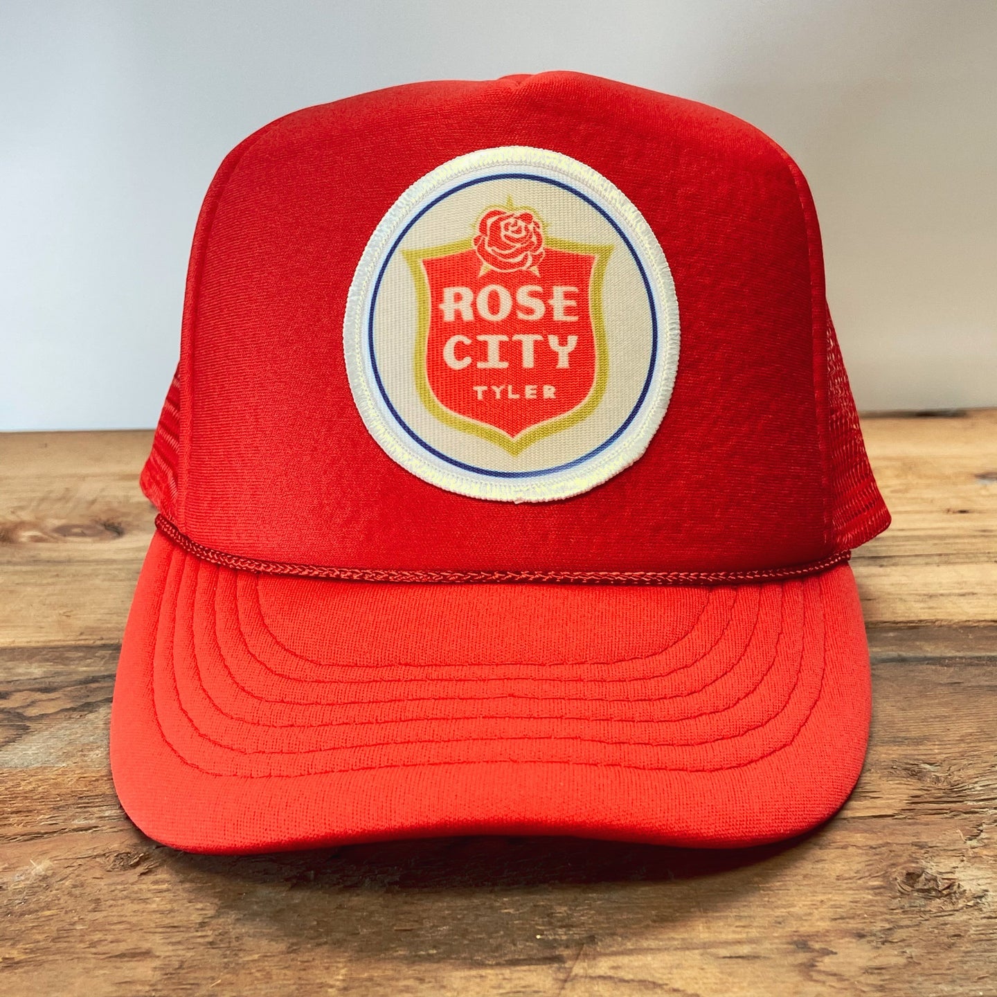 BIGGIE TX - Rose City (Tyler, TX) Original Design on Big Trucker Hat with Custom Patch - Hats - BIGGIE TX (5779237568668)
