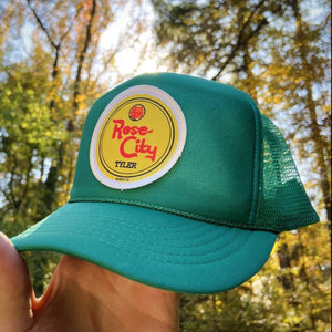 BIGGIE TX - Rose City (Tyler, TX) Original Design on Big Trucker Hat with Custom Patch - Various Colors - Hats - BIGGIE TX (5754859421852)