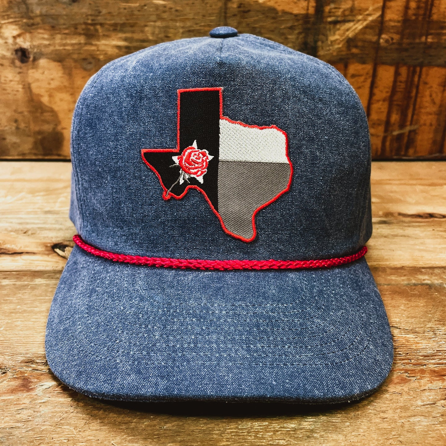 Classic Rope Hat with Texas Red Rose Patch - Hats - BIGGIETX (7199870648476)