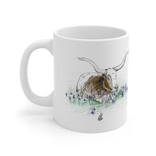 Load image into Gallery viewer, Longhorn in Bluebonnets Coffee Mug 11oz - Longhorn Cup - Mug - BiggieTexas

