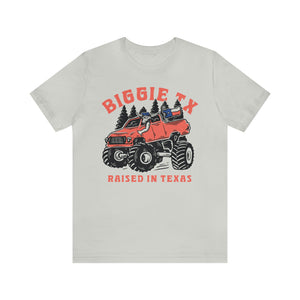 Raised in Texas Short Sleeve Tee - Longhorn Texas Lifted Truck - T-Shirt - BiggieTexas
