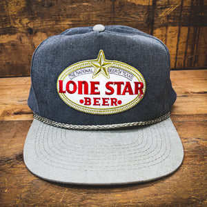 Rope Hat with Lone Star Beer Patch - Hats - BIGGIETX Hats (7482613268636)