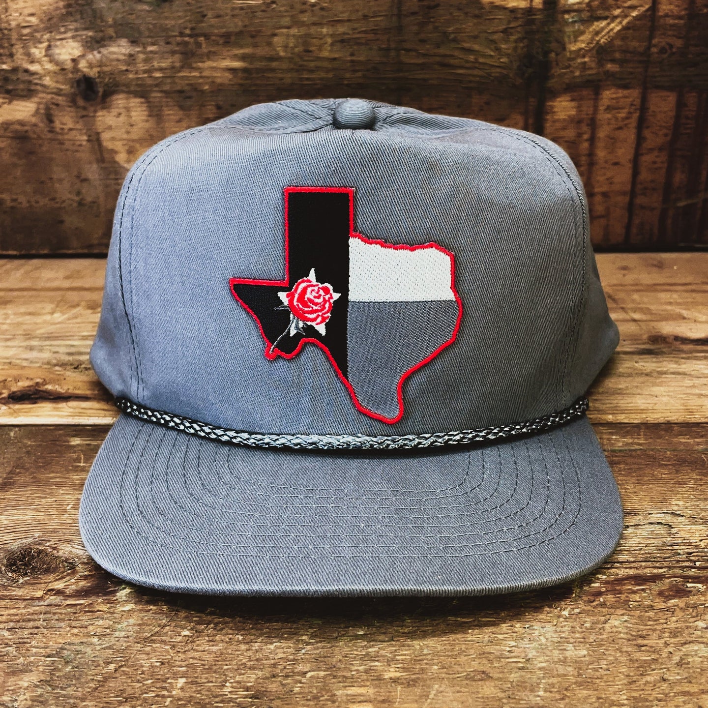 Texas Flag Patch Golf Hat With Braided Rope Trim - Hats - BIGGIETX Hats (5590843228316)