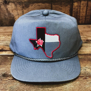 Texas Flag Patch Golf Hat With Braided Rope Trim - Hats - BIGGIETX Hats (5590843228316)
