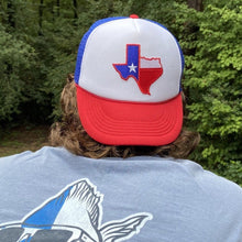 Load image into Gallery viewer, Texas Flag Patch on XL Trucker Hat for Big Heads - Red, White &amp; Blue - Hats - BIGGIE TX (5588799226012)
