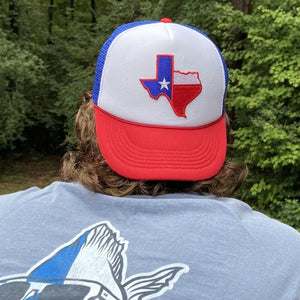 Texas Flag Patch on XL Trucker Hat for Big Heads - Red, White & Blue - Hats - BIGGIE TX (5588799226012)