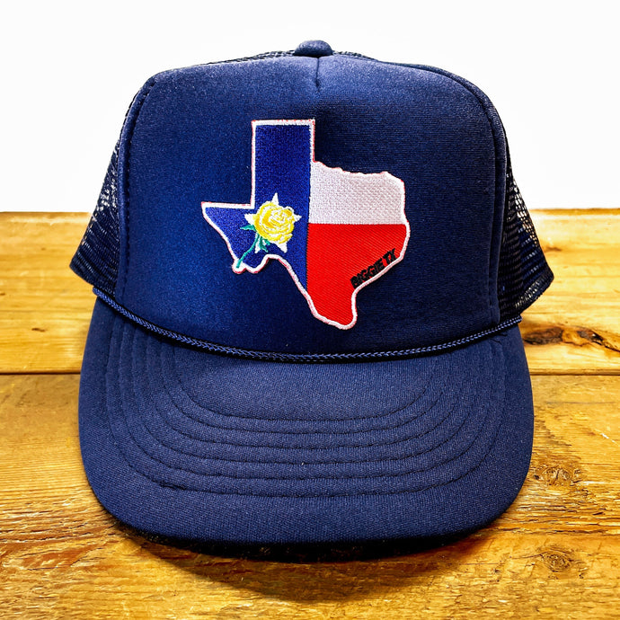 Trucker Hat with Texas Yellow Rose Patch - Hats - BIGGIETX Hats (7002194837660)